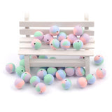 100PCS Silicone 12MM 15MM Tie Dye Round Beads Baby Teether DIY Bead