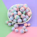 100PCS Silicone 12MM 15MM Tie Dye Round Beads Baby Teether DIY Bead