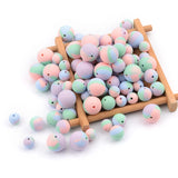 100PCS Silicone 12MM 15MM Tie Dye Round Beads Baby Teether DIY Bead