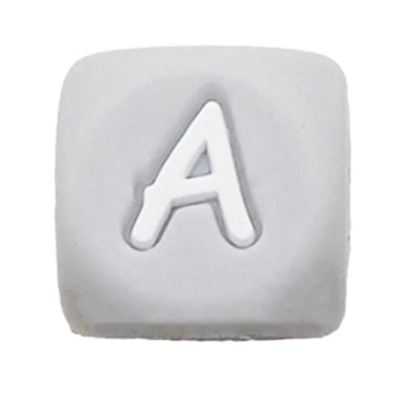 Chenkai 100pcs 12mm Grey Letter Silicone Beads BAP Food DIY Baby Infant Teether