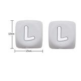 Chenkai 100pcs 12mm Grey Letter Silicone Beads BAP Food DIY Baby Infant Teether