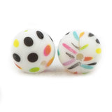 10PCS 15mm Dots Print Silicone Beads Baby Round Shaped Beads Teething BPA