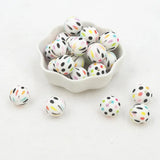 10PCS 15mm Dots Print Silicone Beads Baby Round Shaped Beads Teething BPA