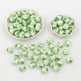 Chenkai 10PCS 15mm Shamrock Print Silicone Beads Baby Round Shaped Beads