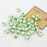 Chenkai 10PCS 15mm Shamrock Print Silicone Beads Baby Round Shaped Beads