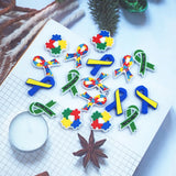 Chenkai 10PCS Autism Ribbon Charms Beads Silicone Focal Beads For Beadable Pen