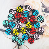 Chenkai 10PCS Silicone Ladybug Bead Baby Teething Necklace Beads For Baby Chew