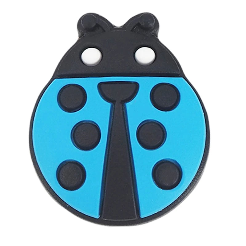 Chenkai 10PCS Silicone Ladybug Bead Baby Teething Necklace Beads For Baby Chew