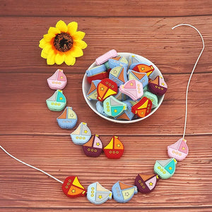 Chenkai 10PCS Baby Silicone Sailboat Beads Teether Fidget Toy