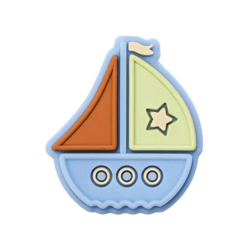 Chenkai 10PCS Baby Silicone Sailboat Beads Teether Fidget Toy
