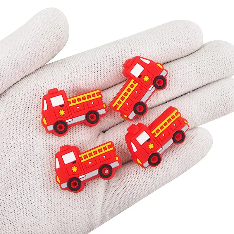 Chenkai 10PCS Fire Truck Baby Silicone Beads Pacifier Teether Sensory Toys
