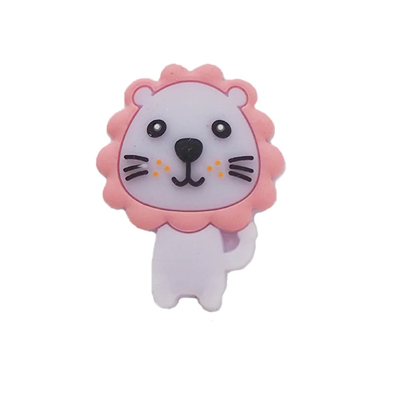 Chenkai 10PCS Lion Silicone Beads Teether Baby DIY Necklace Pendant