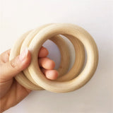 Chenkai 10pcs 4'' Wood Baby Pacifier Teether Ring DIY Infant Grasp Toy
