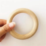 Chenkai 10pcs 4'' Wood Baby Pacifier Teether Ring DIY Infant Grasp Toy