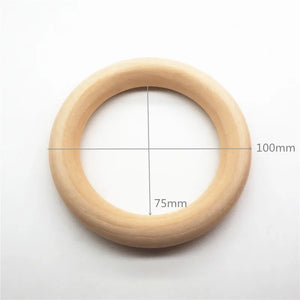 Chenkai 10pcs 4'' Wood Baby Pacifier Teether Ring DIY Infant Grasp Toy