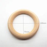 Chenkai 10pcs 4'' Wood Baby Pacifier Teether Ring DIY Infant Grasp Toy