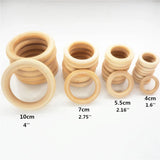 Chenkai 10pcs 4'' Wood Baby Pacifier Teether Ring DIY Infant Grasp Toy
