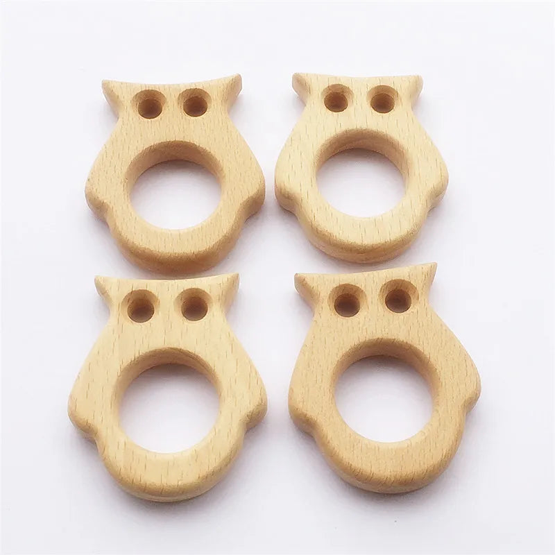 Chenkai Baby Wood Awl Animal Teether Natural Teething Grasping Toy