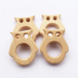Chenkai Baby Wood Awl Animal Teether Natural Teething Grasping Toy