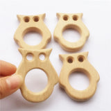 Chenkai Baby Wood Awl Animal Teether Natural Teething Grasping Toy
