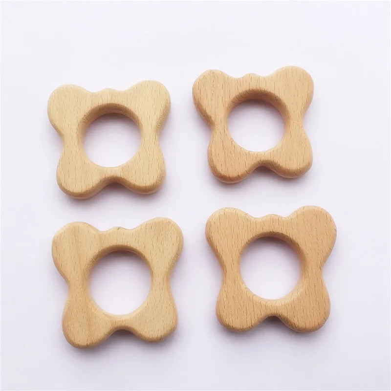 Chenkai 10pcs Baby Wood Butterfly Teether Natural Teething Toy