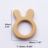 Chenkai 10pcs Baby Wood Rabbit Teether Natural Teething Grasping Toy
