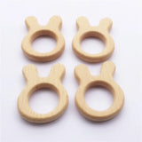 Chenkai 10pcs Baby Wood Rabbit Teether Natural Teething Grasping Toy