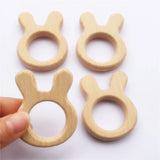 Chenkai 10pcs Baby Wood Rabbit Teether Natural Teething Grasping Toy