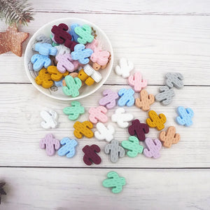 Chenkai 10pcs Cactus Beads Baby Silicone Teething Chewable Dummy Necklace