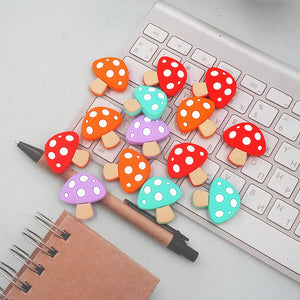 Chenkai 10pcs Mushroom Shape Silicone Beads BPA Chewable Dummy Necklace Toy