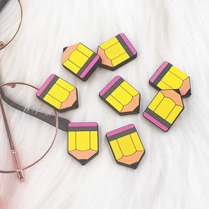 Chenkai 10pcs Cartoon Silicone Beads BPA Pencil Shape Dummy Necklace Toy Gift