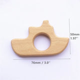 10pcs Organic Baby Wood Boat Teether Natural Teething Grasping Toy
