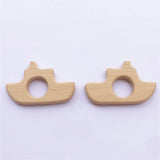 10pcs Organic Baby Wood Boat Teether Natural Teething Grasping Toy