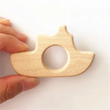 10pcs Organic Baby Wood Boat Teether Natural Teething Grasping Toy