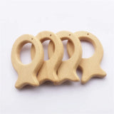 Chenkai 10pcs Organic Baby Wood Fish Teether Natural Teething Grasping Toy