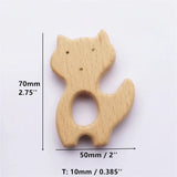 Chenkai 10pcs Wood Fox Teether Natural Teething Baby Toy