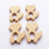 Chenkai 10pcs Wood Fox Teether Natural Teething Baby Toy