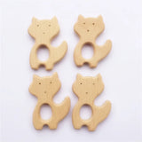 Chenkai 10pcs Wood Fox Teether Natural Teething Baby Toy