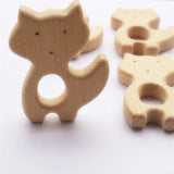 Chenkai 10pcs Wood Fox Teether Natural Teething Baby Toy