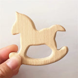 Organic Baby Wood Horse Teether Natural Teething Grasping Toy
