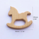 Organic Baby Wood Horse Teether Natural Teething Grasping Toy