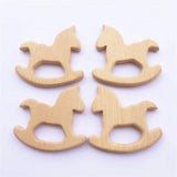 Organic Baby Wood Horse Teether Natural Teething Grasping Toy