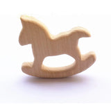 Organic Baby Wood Horse Teether Natural Teething Grasping Toy
