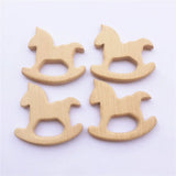 Organic Baby Wood Horse Teether Natural Teething Grasping Toy