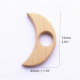 Chenkai Organic Baby Wood Moon Teether Natural Teething Toy
