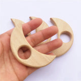 Chenkai Organic Baby Wood Moon Teether Natural Teething Toy