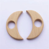 Chenkai Organic Baby Wood Moon Teether Natural Teething Toy