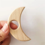 Chenkai Organic Baby Wood Moon Teether Natural Teething Toy