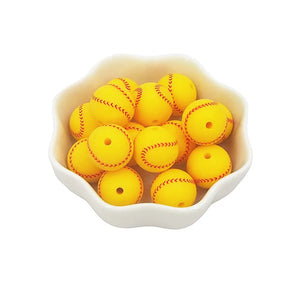 10pcs Silicone Baseball Beads Baby Teething Necklace Toy