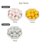 10pcs Silicone Baseball Beads Baby Teething Necklace Toy
